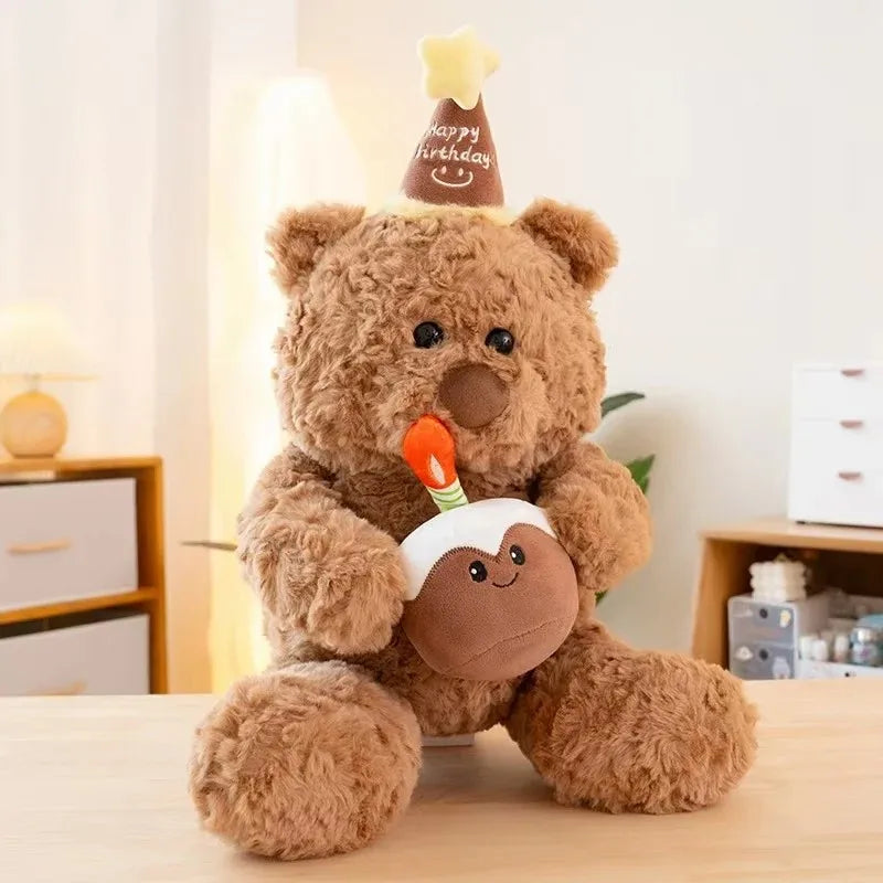 Cake Bear Teddy Bear Plush Toy Stuffed Animal Doll for Girls Valentine's Day Birthday Gift