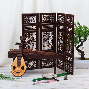 1Pc Dollhouse Miniature Folding Screen Flute Lute Guzheng Fan Life Scene Ornament Kids Doll House Toy