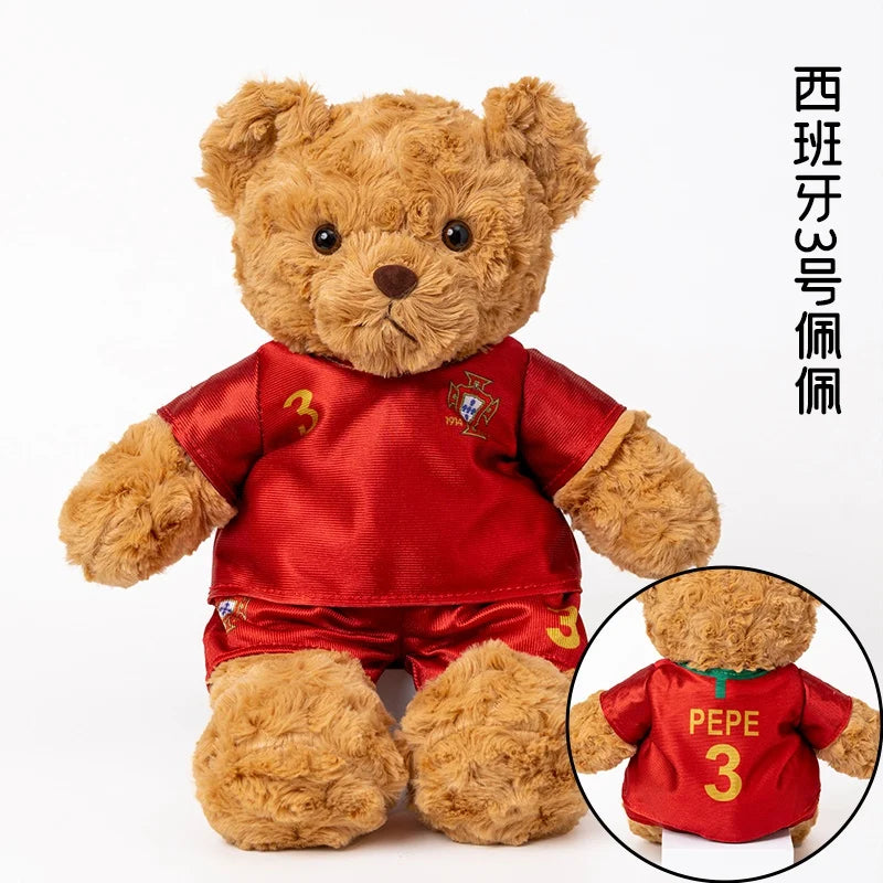 35cm Football Bear Plush Toy Cuddly Teddy Bear Soft  Stuffed Plush Animal Teddy Bear Doll Detachable jersey