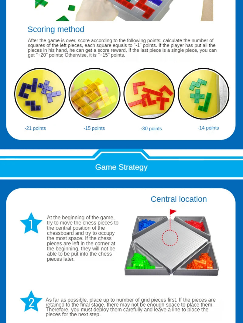 Fun Strategy Game: Novelty Puzzle Chess Blokus Board Game for Kids