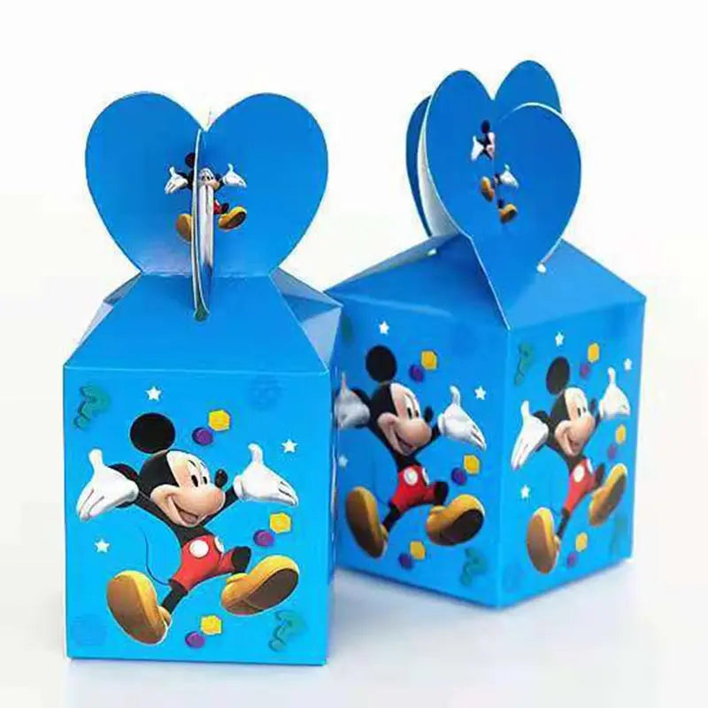 Mickey Mouse Birthday Party Decoration Blue Mickey Tableware Cups Plates Balloons Backdrop Pannents Gift Bag Kids Party Supplies