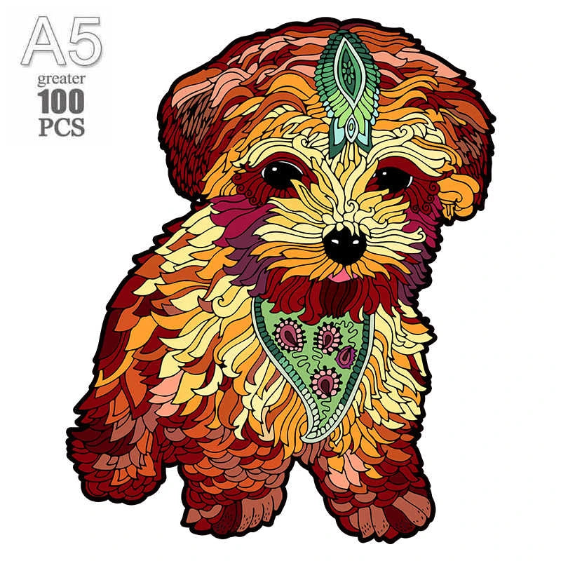 Dog Series Wooden Jigsaw Puzzles Art Unique Animal Shaped Puzzle Diy Leisure Game for Adults Kids Family Home Decor