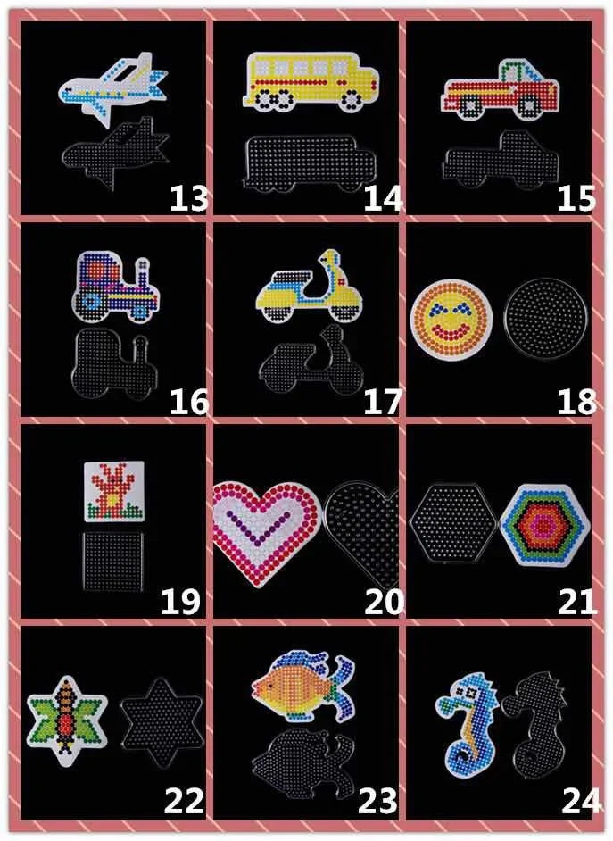 5mm Hama Beads Template with Color Paper Plastic Stencil Jigsaw Perler Puzzles Pixel Beads Diy Transparent Shape Puzzle Pegboard