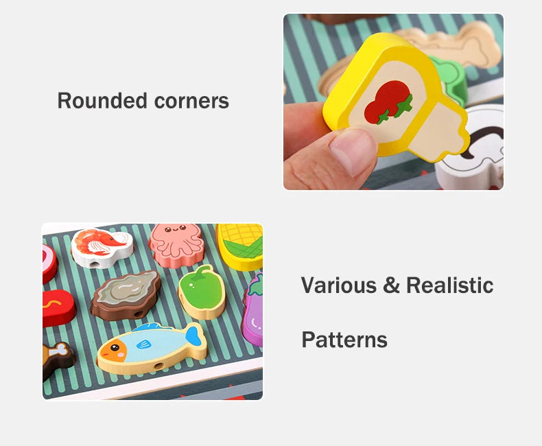 Montessori Wooden Pretend Play Kitchen Toys Dessert Puzzle Toys Simulation Barbecue Pretend Role Indoor Game For Toddlers Age 3+