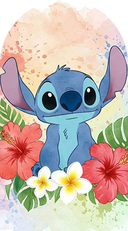 Arch Cute Stitch and Angel Theme Background Kids Birthday Party Backdrop Polyester Arch Banner Photography Props