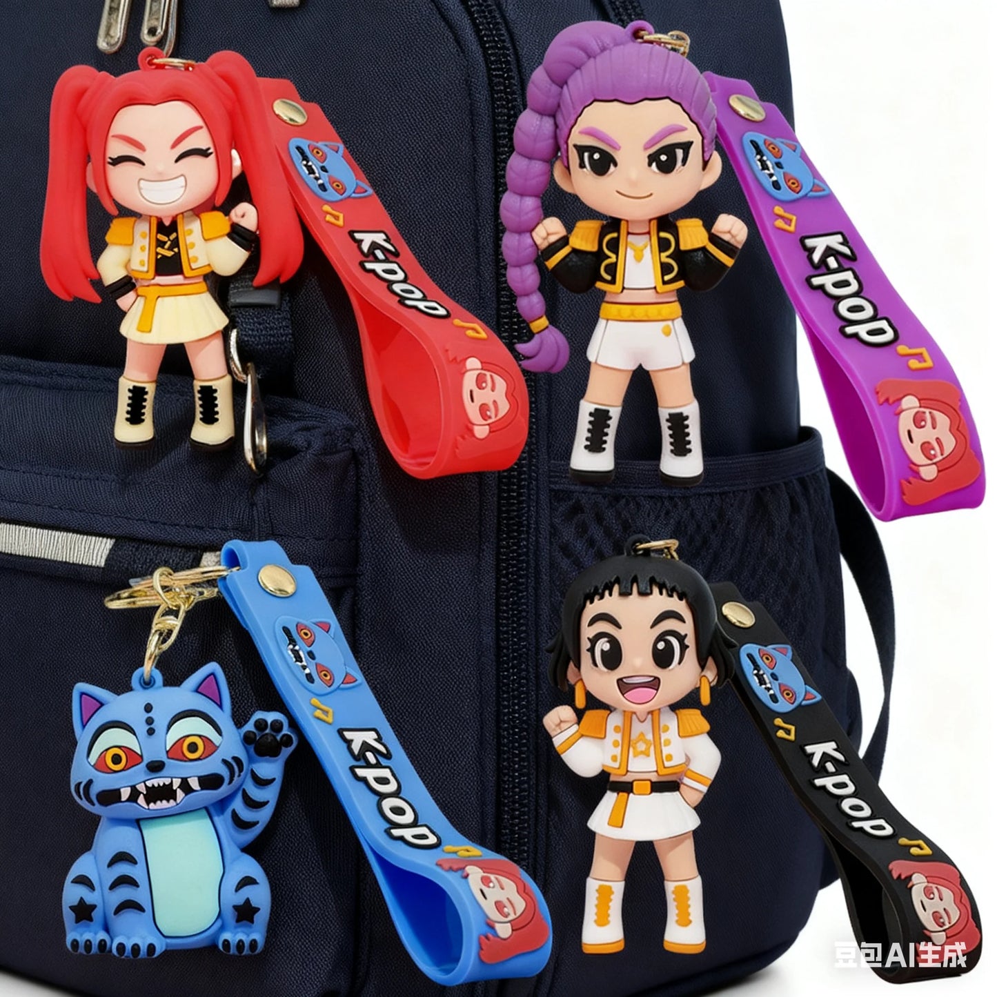 2026 3D Printed Anime Movie Kpop Devil Hunter Girls Derpy Keychains Doll Cute Tiger Action Model Toy Collection Christmas Gifts