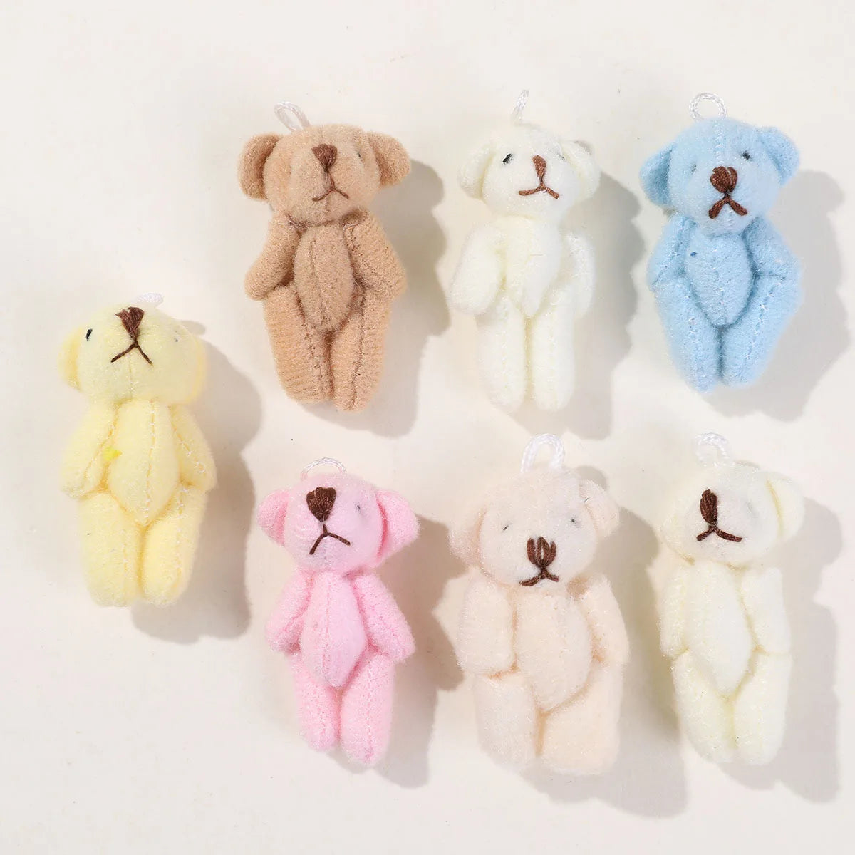 20pcs Kawaii Small Bears Plush Toys 4cm Mini Teddy Bear Stuffed Plush Dolls For Girl Keychain Joint Movable Bear Children Gift