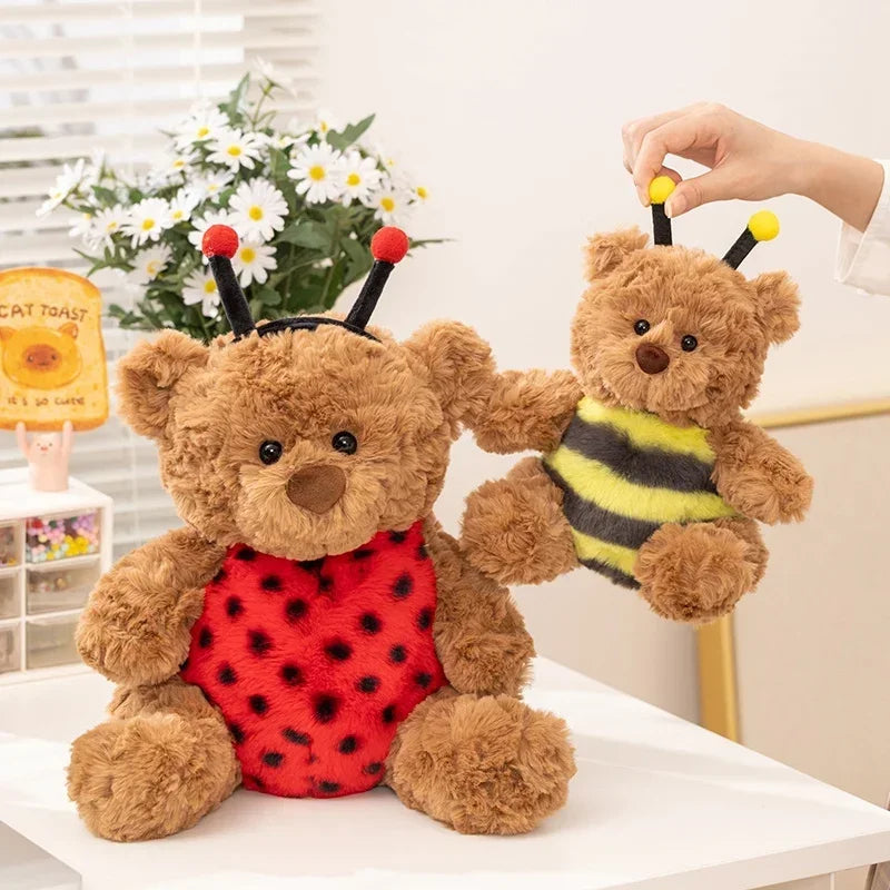 Lovely Bartholomew Bear Plushies Bee Coccinellidae Bear Stuffed Animal Plush Toy Soft Brown Bear Doll Xmas Gifts Girl