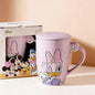 Mickey Mouse Collaboration Cartoon Mug with Lid Durable Student Drinkware Household Breakfast Milk Cup Elegant Gift Box