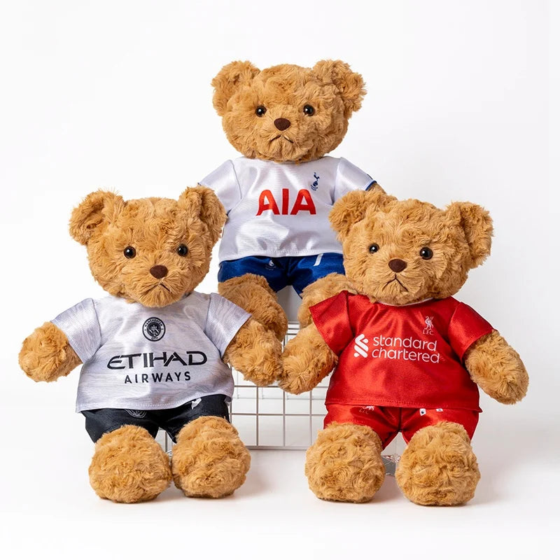35cm Football Bear Plush Toy Cuddly Teddy Bear Soft  Stuffed Plush Animal Teddy Bear Doll Detachable jersey
