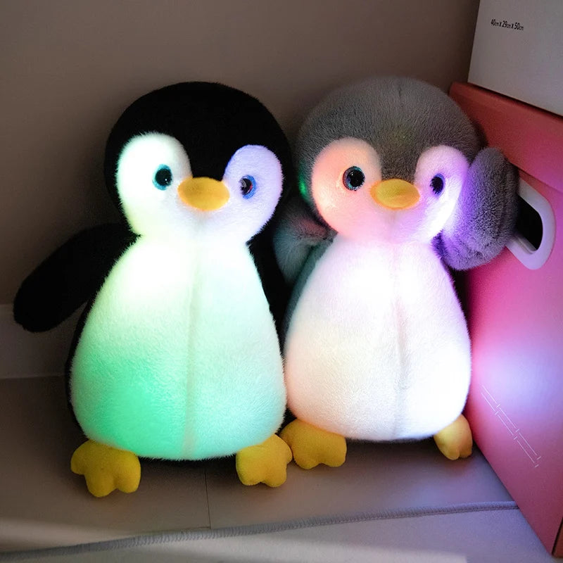 25/30cm Cartoon Shiny Penguin Toy Luminous Pillow Soft Stuffed Plush Glowing Dolls Led Light Toys Gift For Kids Children Girls