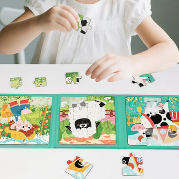 New Kids Magnetic Puzzle Games - Quiet Cartoon Animal Jigsaw Book Montessori Baby Educational Toy Early Learning Children's Gift