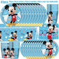 Mickey Mouse Birthday Party Decoration Blue Mickey Tableware Cups Plates Balloons Backdrop Pannents Gift Bag Kids Party Supplies