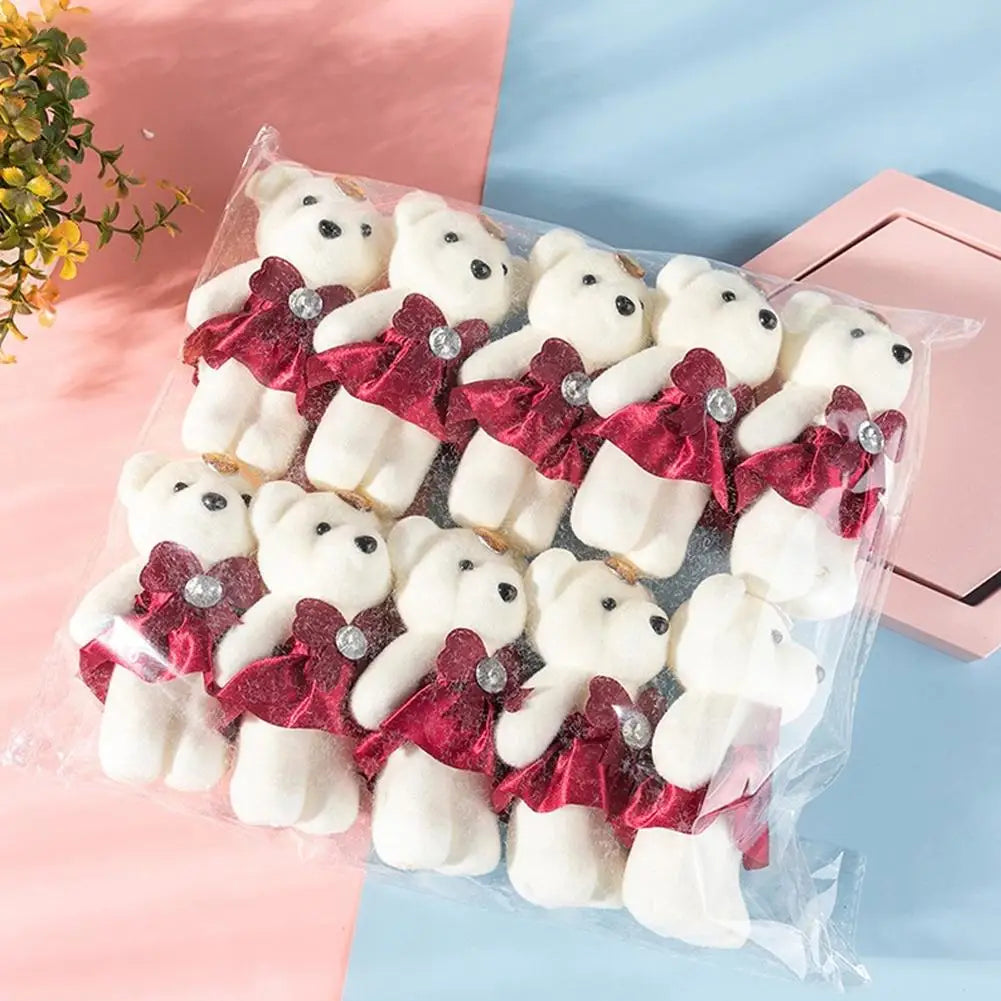 10Pcs/Lot Soft Stuffed Bear Plush Toys Mini Teddy Bear Dolls Toy Small Gifts Bag Pendant Teddy Doll Keychain Keyring Gifts