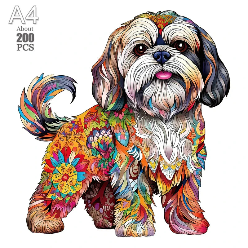 Dog Series Wooden Jigsaw Puzzles Art Unique Animal Shaped Puzzle Diy Leisure Game for Adults Kids Family Home Decor