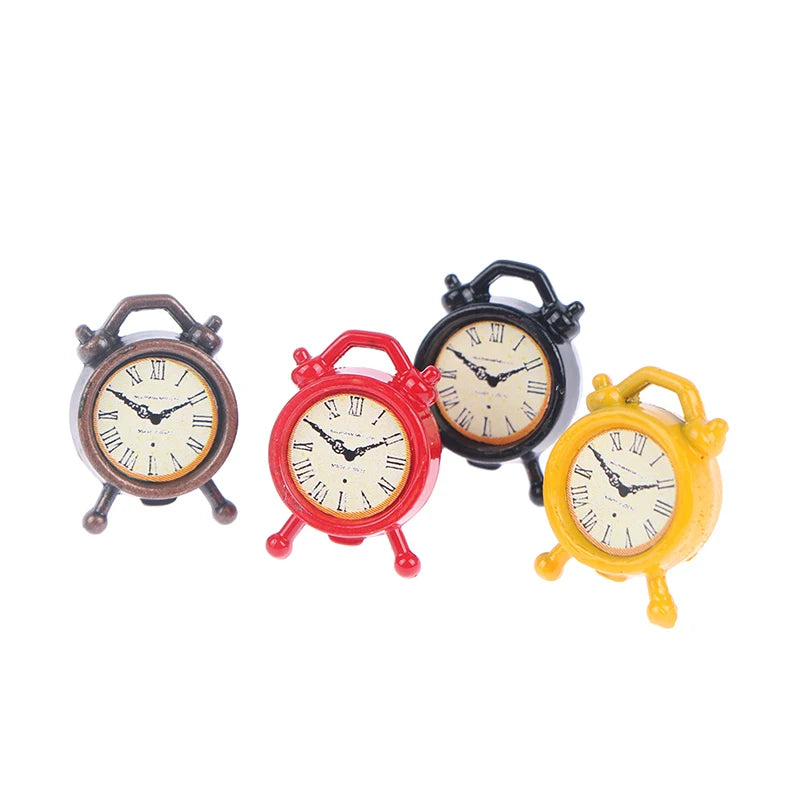 1Pc 1:12 Dollhouse Miniature Alarm Clock Model Doll Home Room Decoration Toy