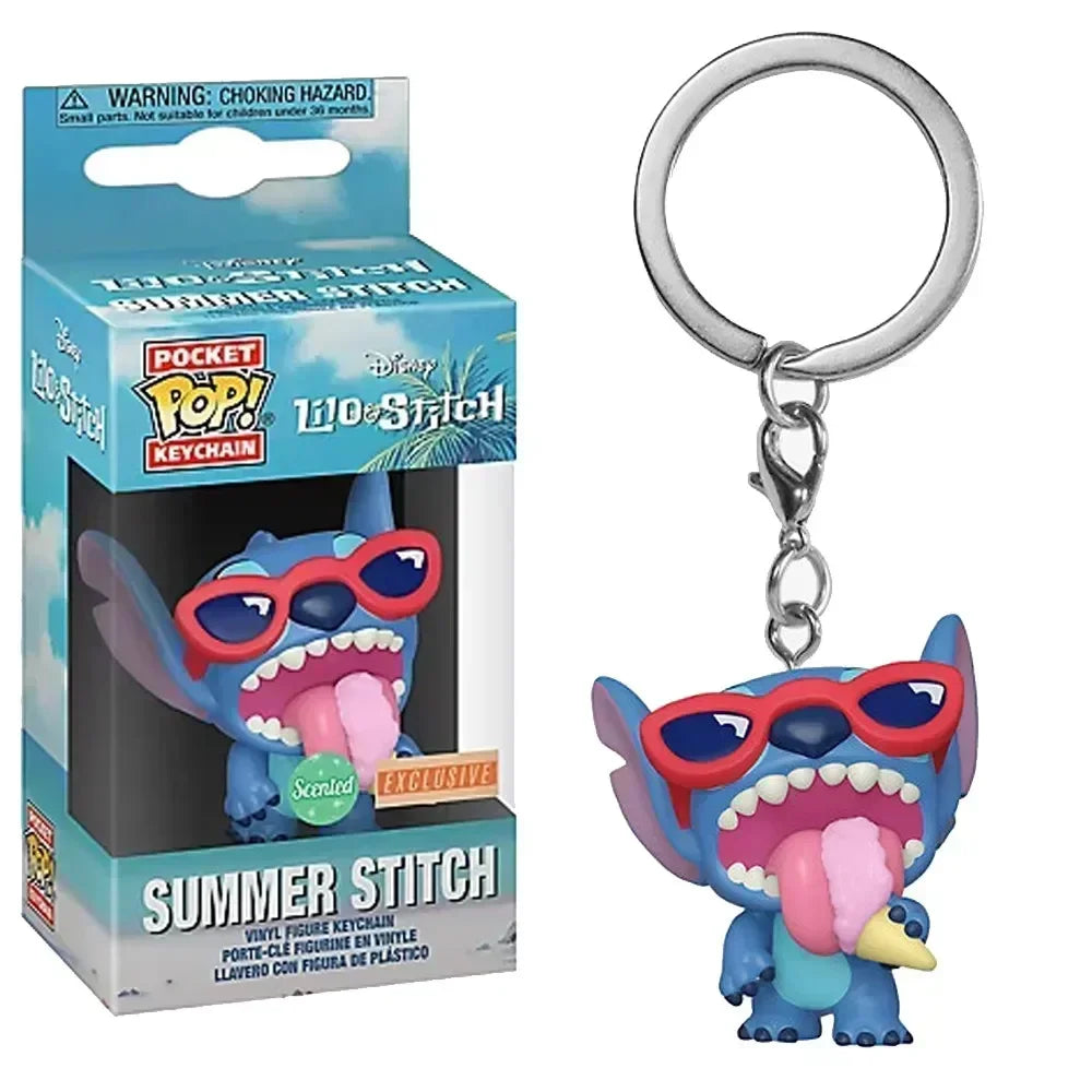 FUNKO POP Disney ELVIS STITCH IN BATHTUB Summer STITCH 626 Keychain Toy TIKI STITCH LILO Vinyl Figure Pocket Pop Keyring Toys