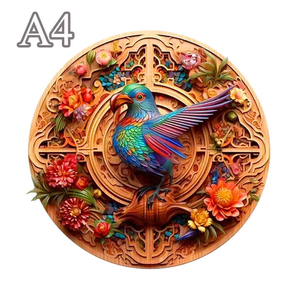 Adult and Children's Animal Wooden Puzzle Refined Bird Figure A3 A4 A5 3D Wooden Crafts Circular Festival Gift Children's Toys