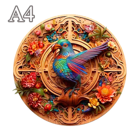 Adult and Children's Animal Wooden Puzzle Refined Bird Figure A3 A4 A5 3D Wooden Crafts Circular Festival Gift Children's Toys