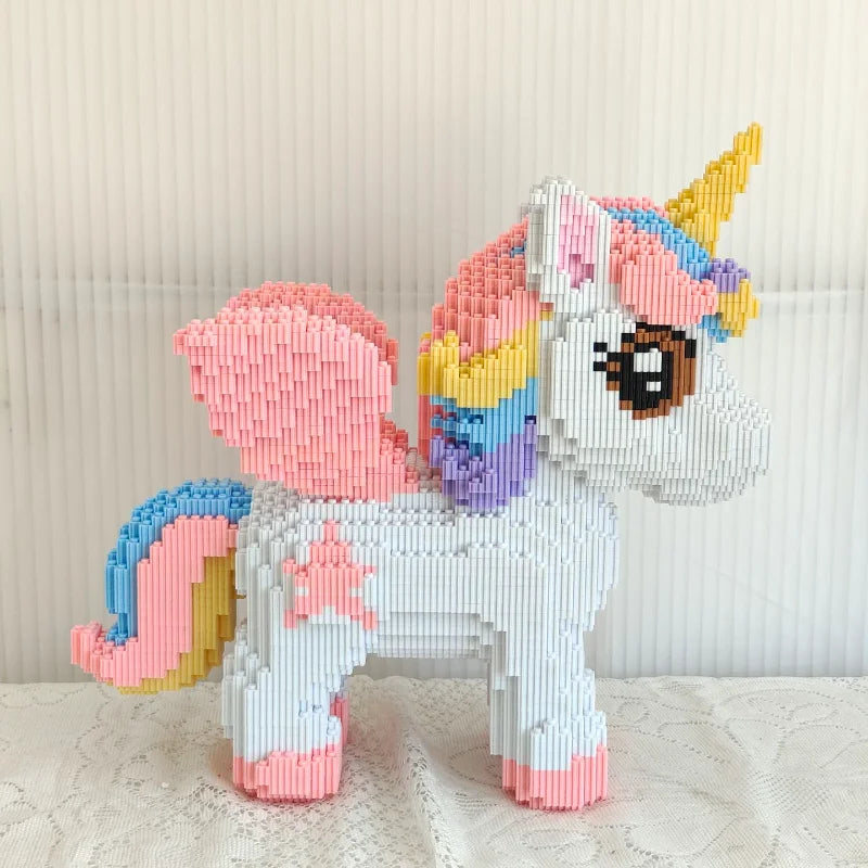2026 Year of Horse Unicorn Building Blocks Cute Pegasus 3D Puzzle Educational Toy Gift for Kids