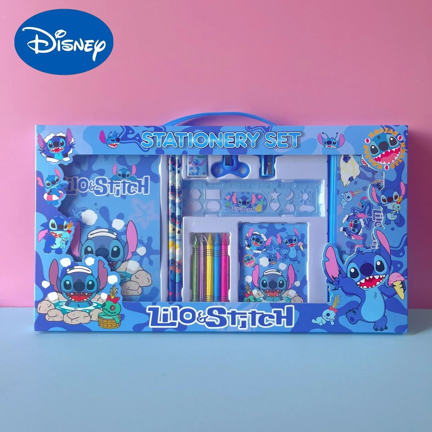 2026@ Disney Lilo & Stitch Frozen Princess 14Pcs Kids Stationery Set Portable Student Learning Supplies Ideal Christmas Gift