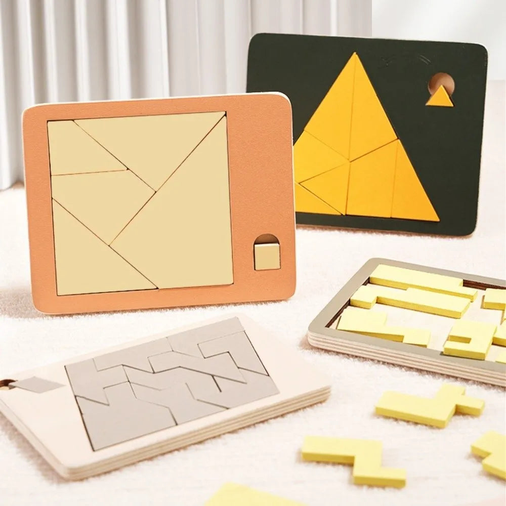 Irregular Shape Triangle Puzzle Colorful Logic Training Wooden Block Puzzle Montessori Three-Dimensional Brain Teaser Game