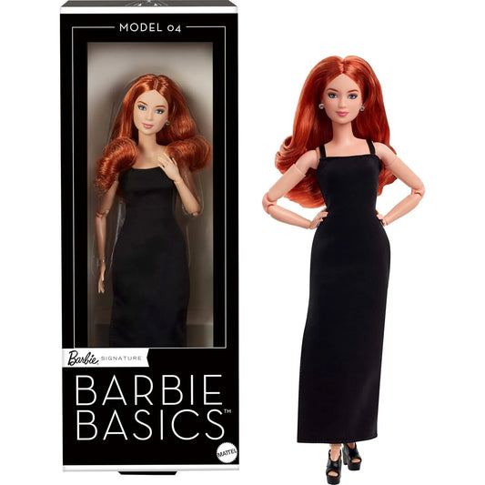 Original Mattel Barbie Essentiels Collectible Dolls for Girls Model 04 Curly Red Hair Little Black Dress Christmas Gifts JBH74