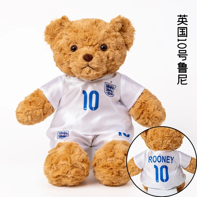 35cm Football Bear Plush Toy Cuddly Teddy Bear Soft  Stuffed Plush Animal Teddy Bear Doll Detachable jersey