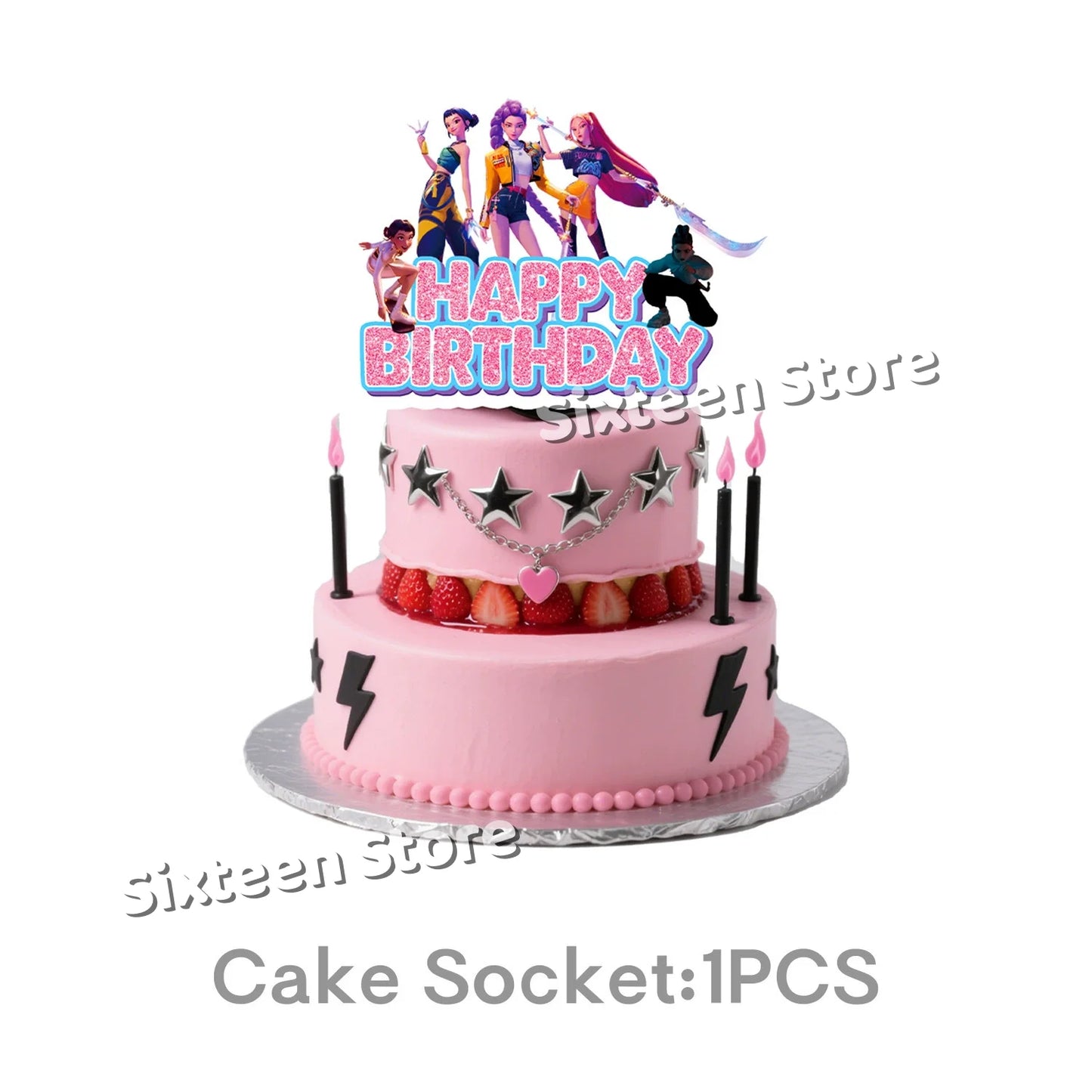 Demones Hunt Cartoon Anime Party Supplies Cutlery Set with Warrior Banner Plate Cake Topper K--Pop Cup for Birthday Party supply