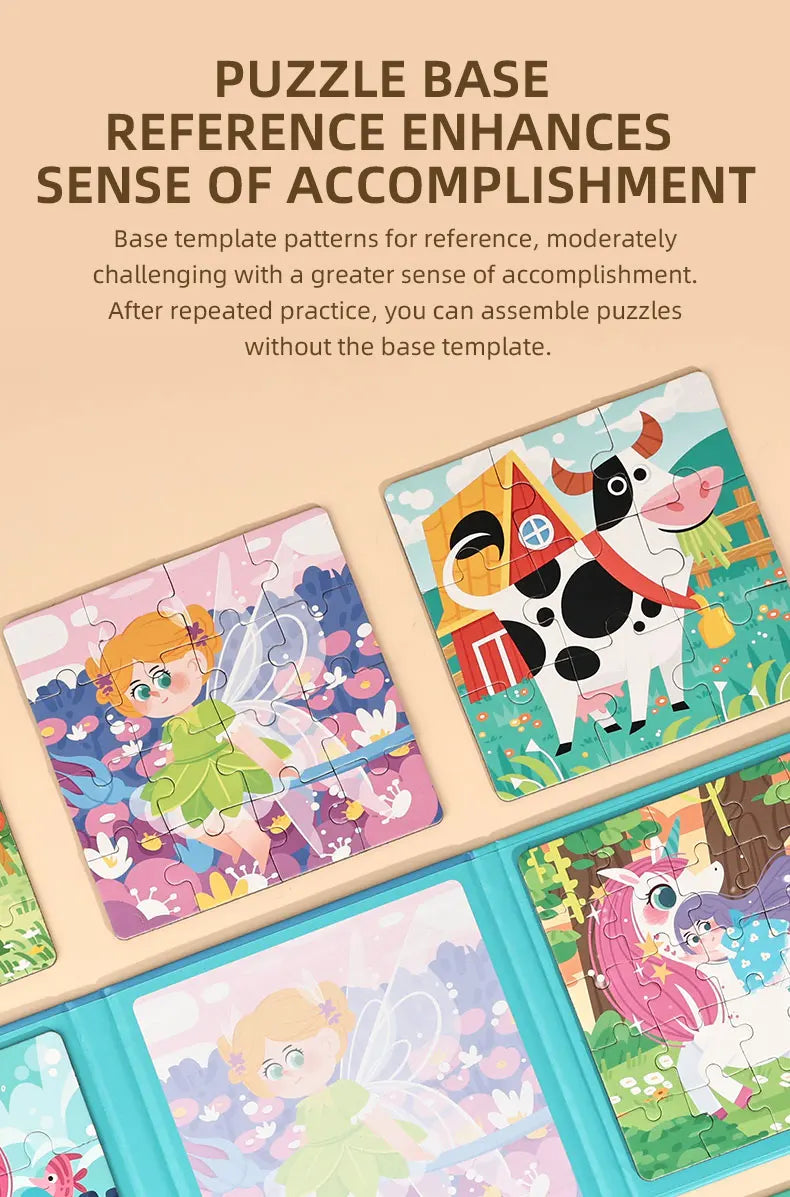 New Kids Magnetic Puzzle Games - Quiet Cartoon Animal Jigsaw Book Montessori Baby Educational Toy Early Learning Children's Gift