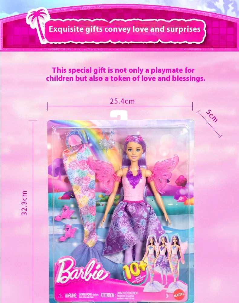 Original Barbie Doll Princess Costume Playset Children's Dress-Up Toy Fairy Tale Series Mermaid Storytime Girls Imaginative Play