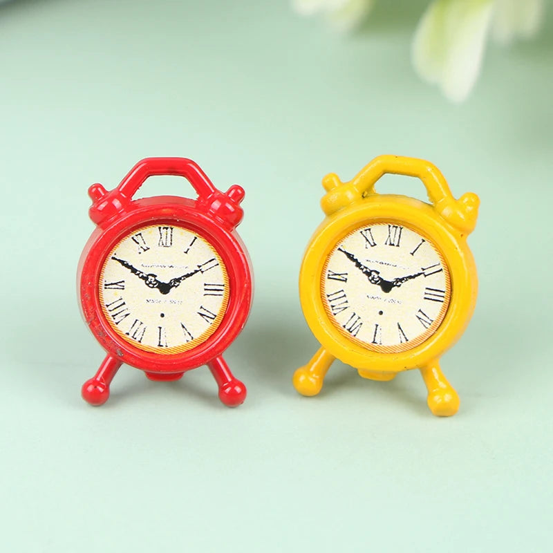 1Pc 1:12 Dollhouse Miniature Alarm Clock Model Doll Home Room Decoration Toy