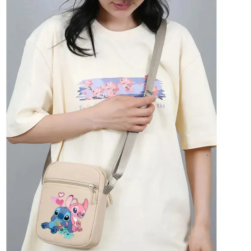 2026 Disney Latest Hot Selling Stitch Printed Boys and Girls Colorful Small Square Bag Casual Fashion Cute Women's Shoulder Bag