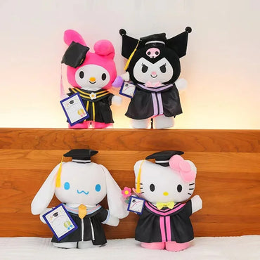 25cm Sanrio Anime Plush Doll Cinnamoroll My Melody Kuromi Hello Kitty Kawaii Soft Stuffed Graduation Gifts