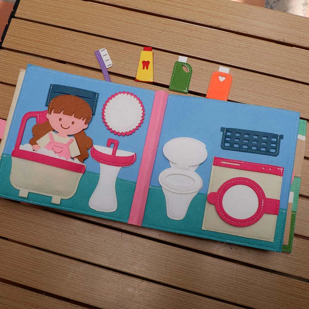 Montessori Sensory Busy Board Quiet Felt Book For Early Activity Learning Book Little Doll House Handmade Felt Books For Travel