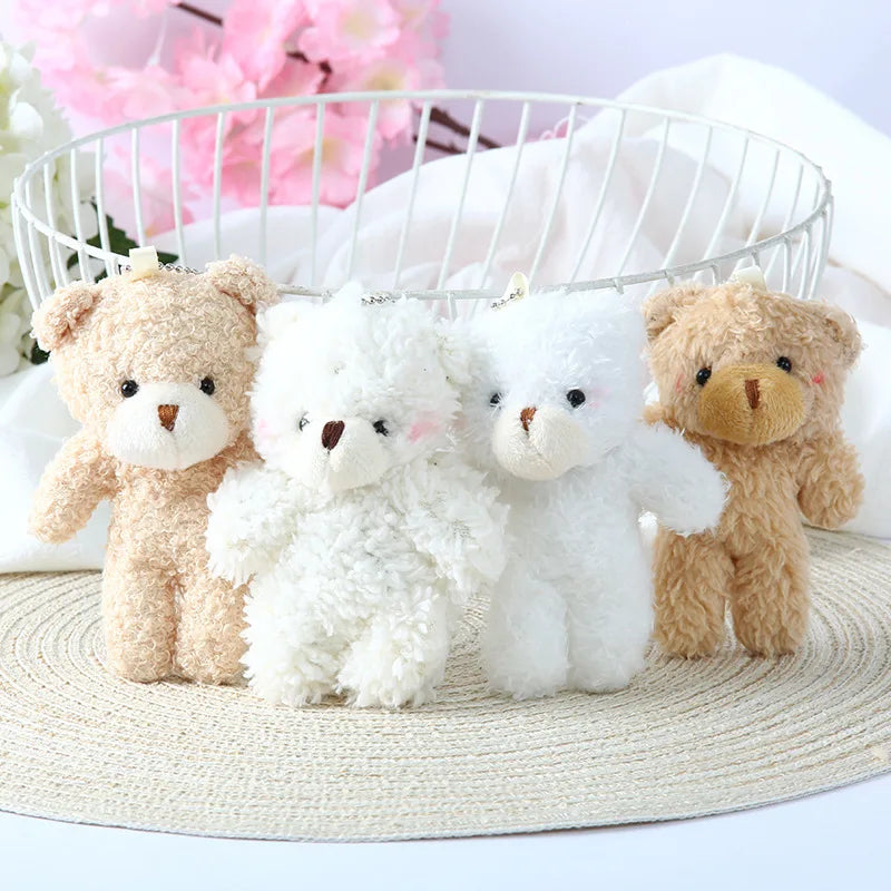 10/30/50pcs12cm Cute Blush Teddy Bear Cartoon Rabbit Bunny Animal Plush Stuffed Dolls Toys Keychain Pendent Small Gift Wholesale
