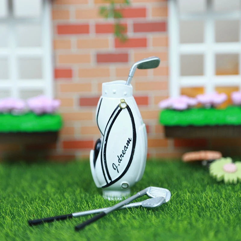 1/12 Dollhouse Miniature Accessories Mini Golf Clubs with Bag Model for Doll House Decoration ob11