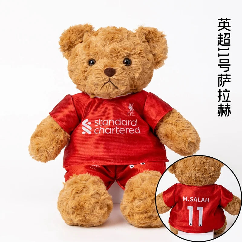 35cm Football Bear Plush Toy Cuddly Teddy Bear Soft  Stuffed Plush Animal Teddy Bear Doll Detachable jersey