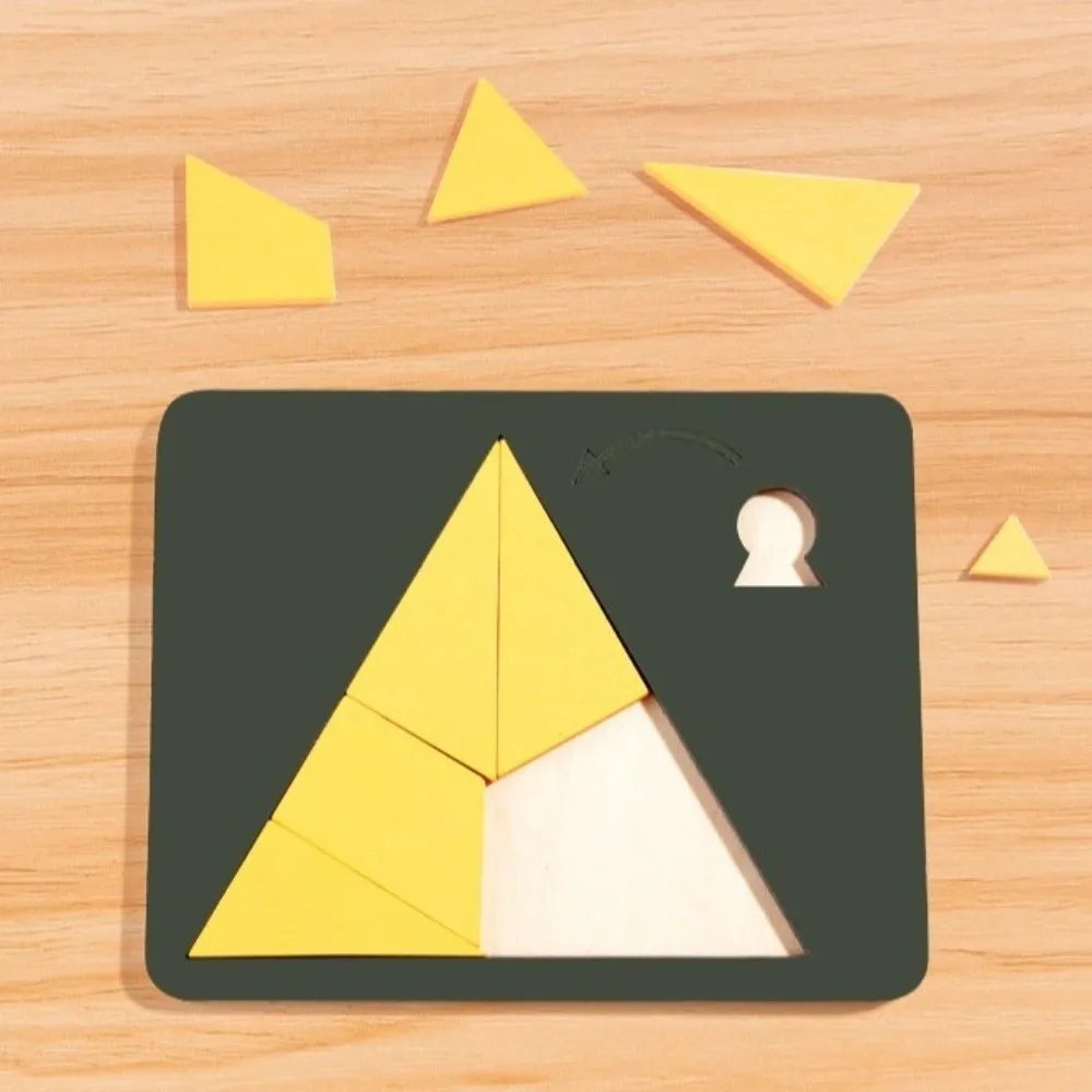 Irregular Shape Triangle Puzzle Colorful Logic Training Wooden Block Puzzle Montessori Three-Dimensional Brain Teaser Game
