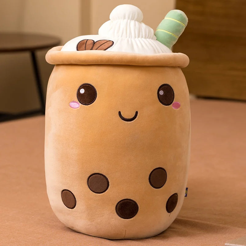 Kawaii Milk Tea Cup Plush Pillow 23cm Stuffed Food Fruit Boba Doll Ultrasoft Stuffed Plush Tea Shop Kids Toys Birthday Gift