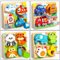 4-in-1 Wooden Toys 3D Wood Puzzle Cartoon Animals Cognitive Jigsaw Puzzle Early Learning Educational Toys For Children Gift