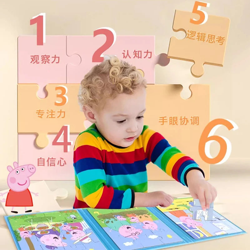 Peppa Pig Magnetic Puzzle Children's early Education Educational Toys George Character Cartoon Puzzle Birthday Gift