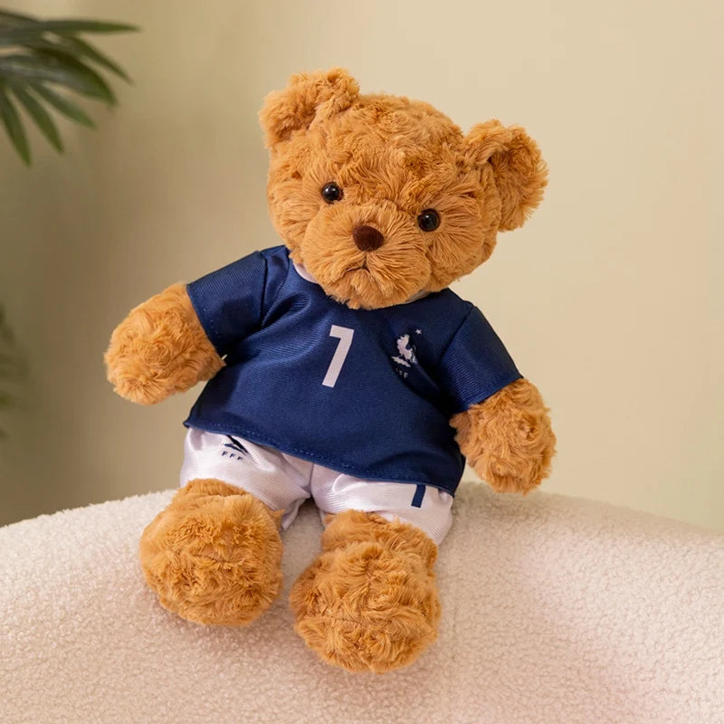 35cm Football Bear Plush Toy Cuddly Teddy Bear Soft  Stuffed Plush Animal Teddy Bear Doll Detachable jersey