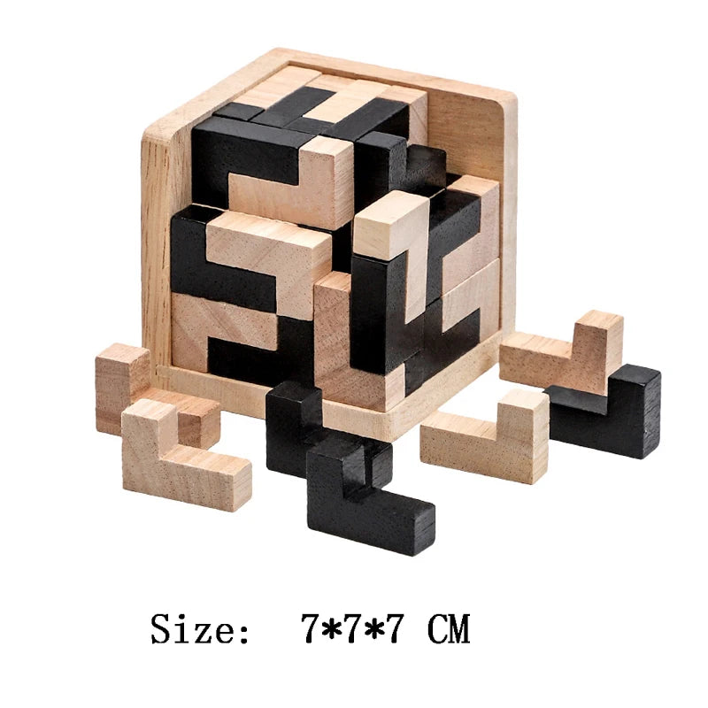 Wooden Luban Lock Unlock Interlock Game Brain Teaser Puzzle Inteligencia Rompecabezas 3D De Madera Montessori Educational Toys