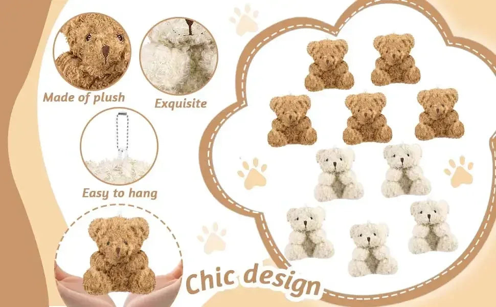 10-100Pcs Plush Mini Teddy Bear 4Inch Stuffed Animals Tiny Bears Mini Bear Soft Bear Doll for Party Favor DIY