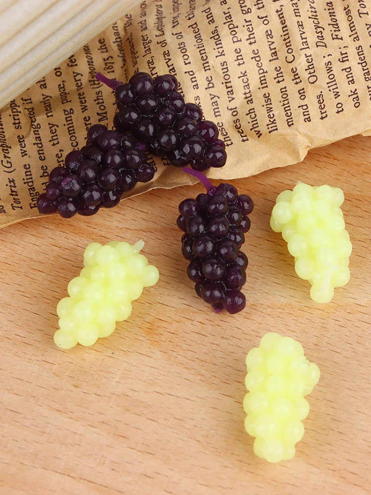 6Pcs/set 1:12 Dollhouse Miniature Purple Green Grape Dollhouse Food  Doll House Accessories Toys