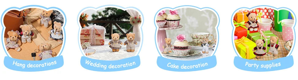 12-48Pcs Mini Joint Teddy Bear Stuffed Animal Plush Toys Wedding Gift Box Doll Toy for Birthday Cake Wedding Decor Party Favors