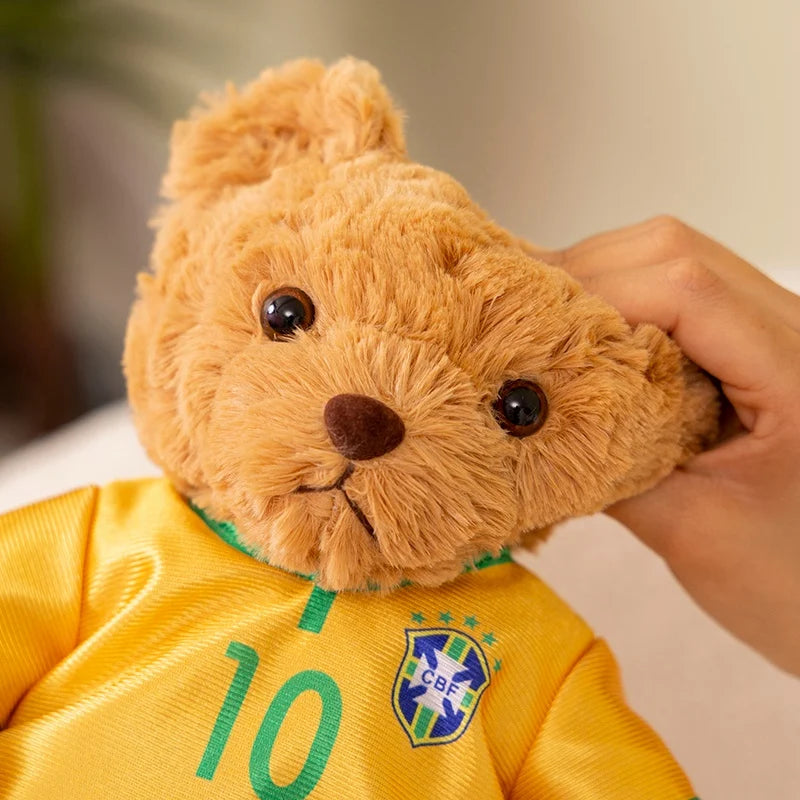 35cm Football Bear Plush Toy Cuddly Teddy Bear Soft  Stuffed Plush Animal Teddy Bear Doll Detachable jersey