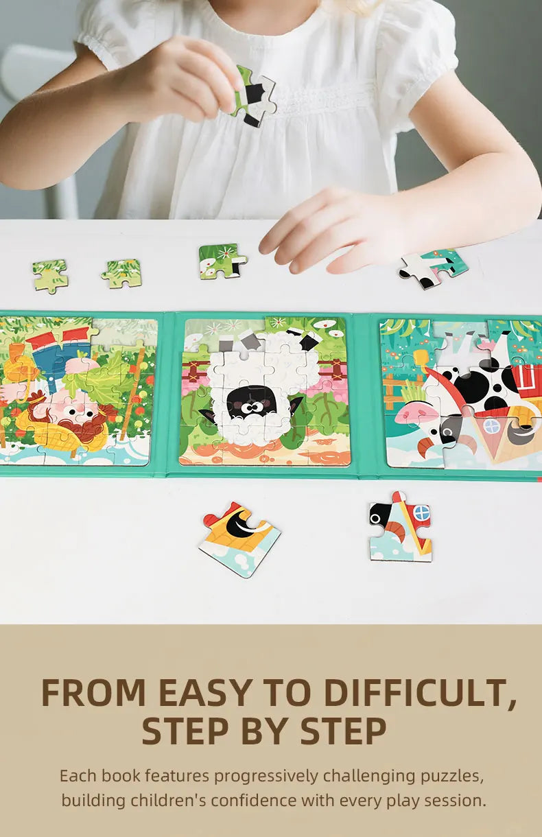 New Kids Magnetic Puzzle Games - Quiet Cartoon Animal Jigsaw Book Montessori Baby Educational Toy Early Learning Children's Gift