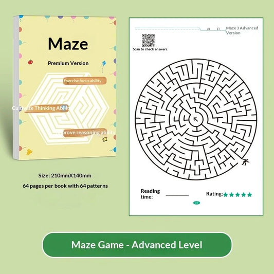 Enhancing Brain Maze Training Book - Attraction Concentration Puzzle for Adolescents Children Maze Game Book Student